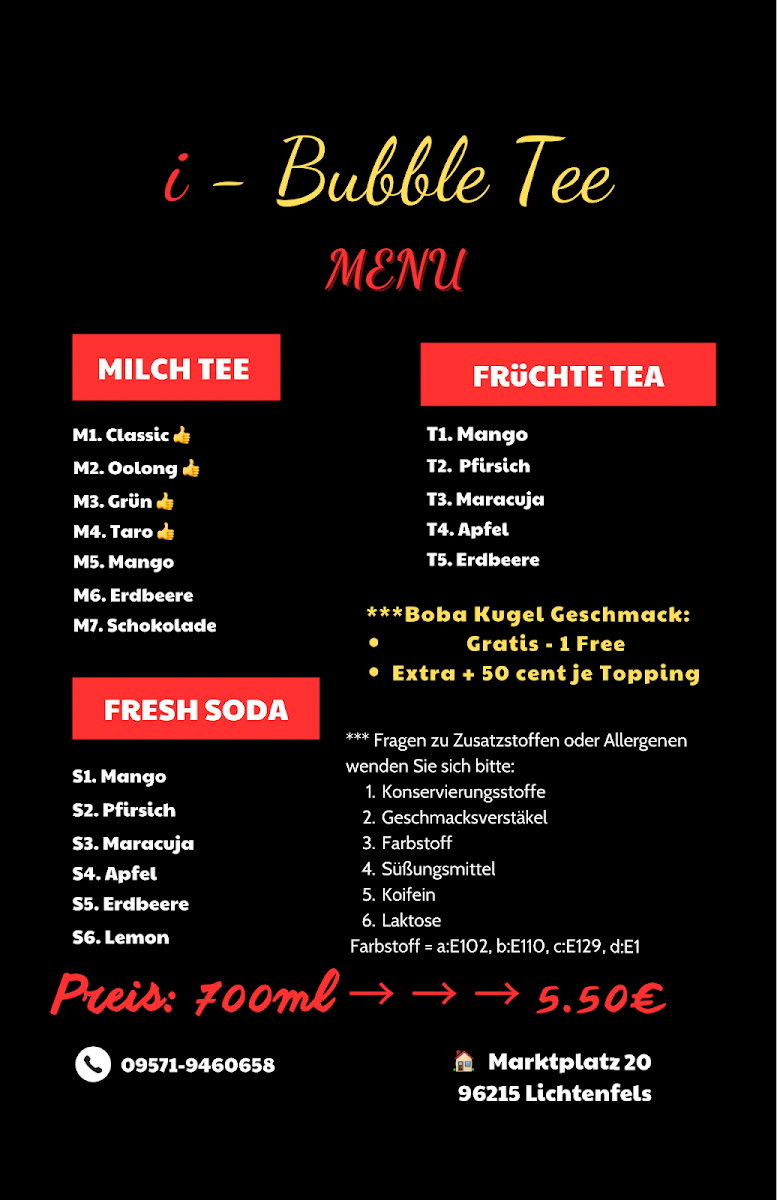 Speisekarte, i-sushi