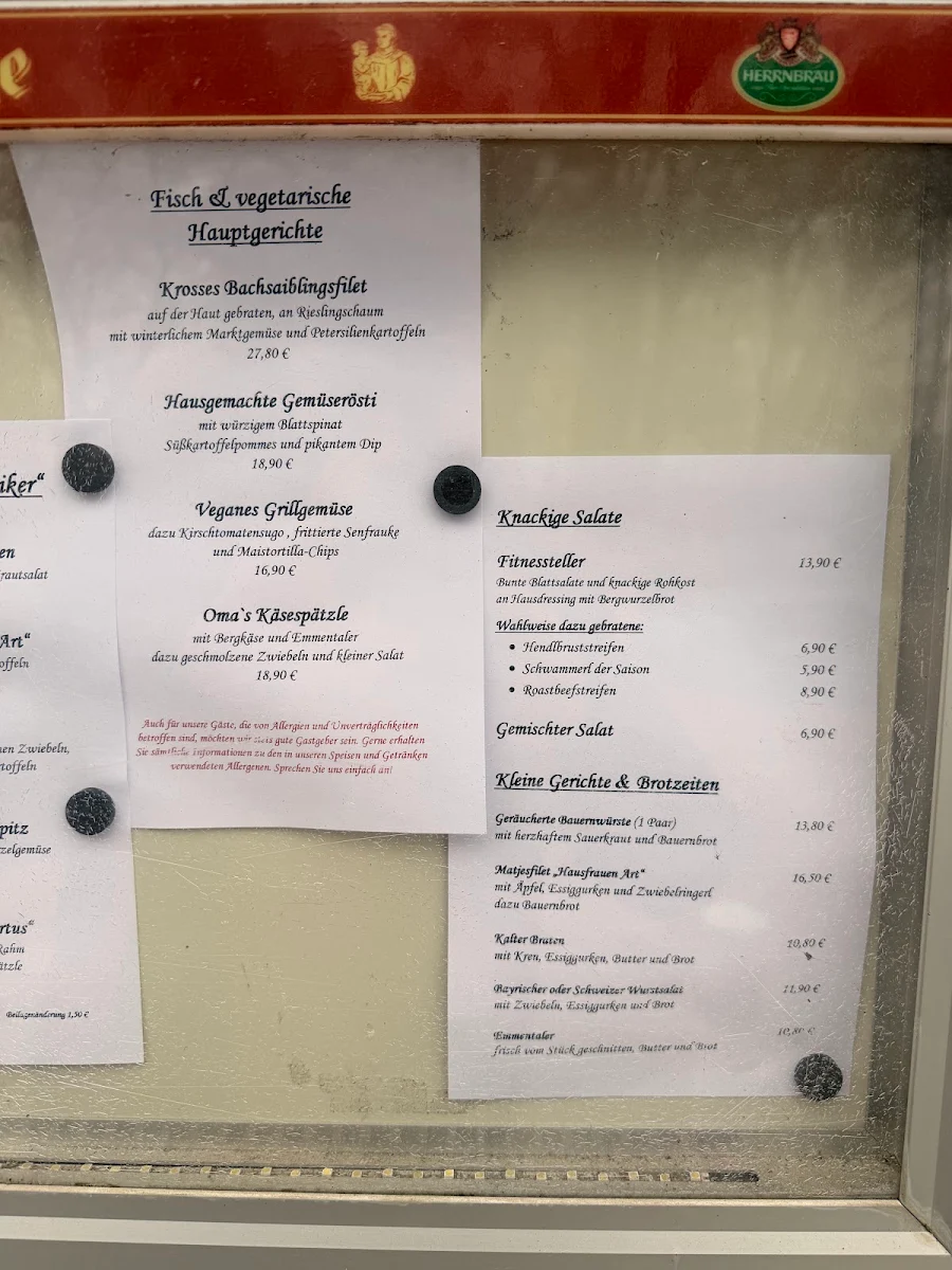 Speisekarte, Antonius-Schwaige
