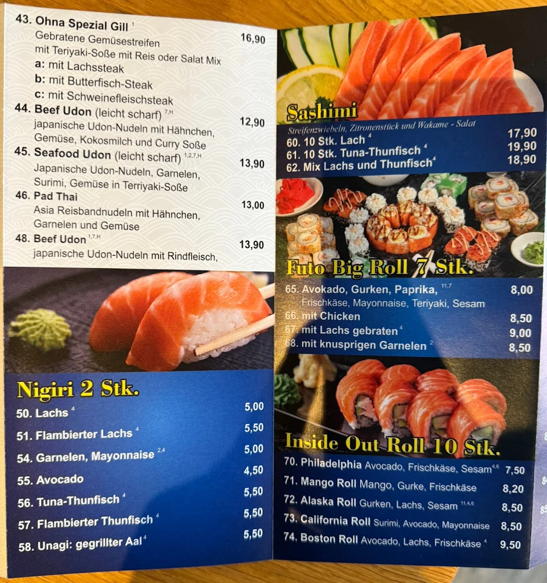 Speisekarte, Oh Na - Sushi & Asia