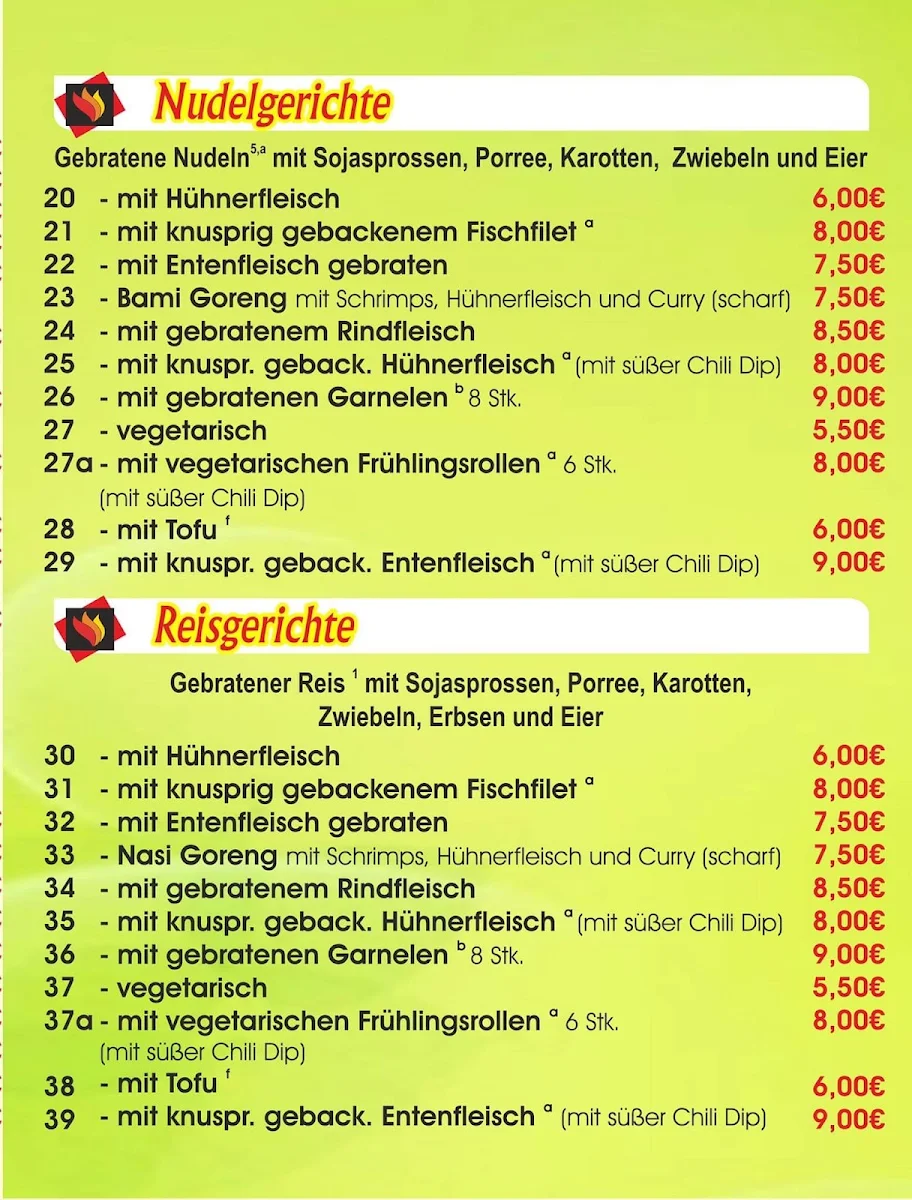 Speisekarte, PHU HUNG Asia Bistro & vegetarisch Essen
