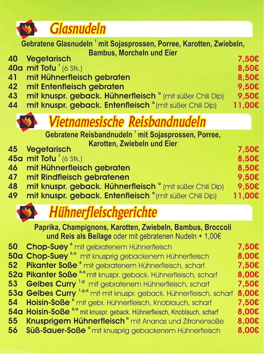 Speisekarte, PHU HUNG Asia Bistro & vegetarisch Essen