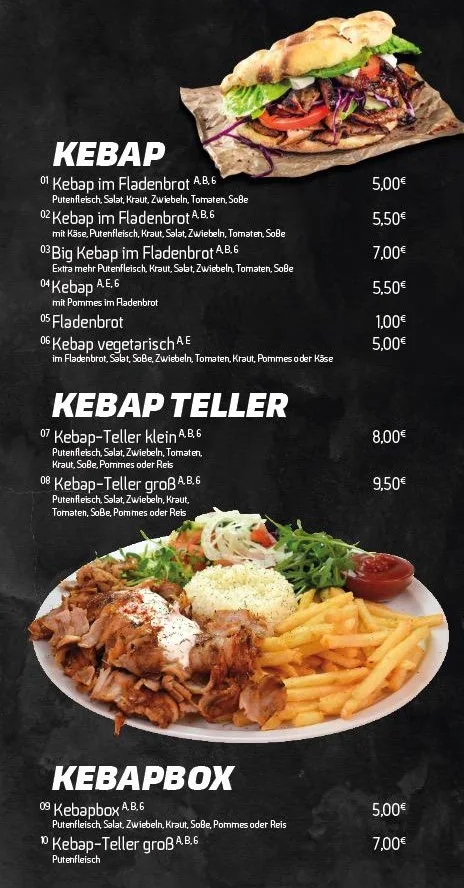 Speisekarte, Ewin's Kebap & Pizza Haus