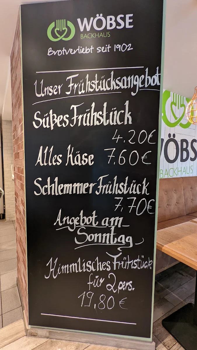Speisekarte, Bäckerei Wöbse