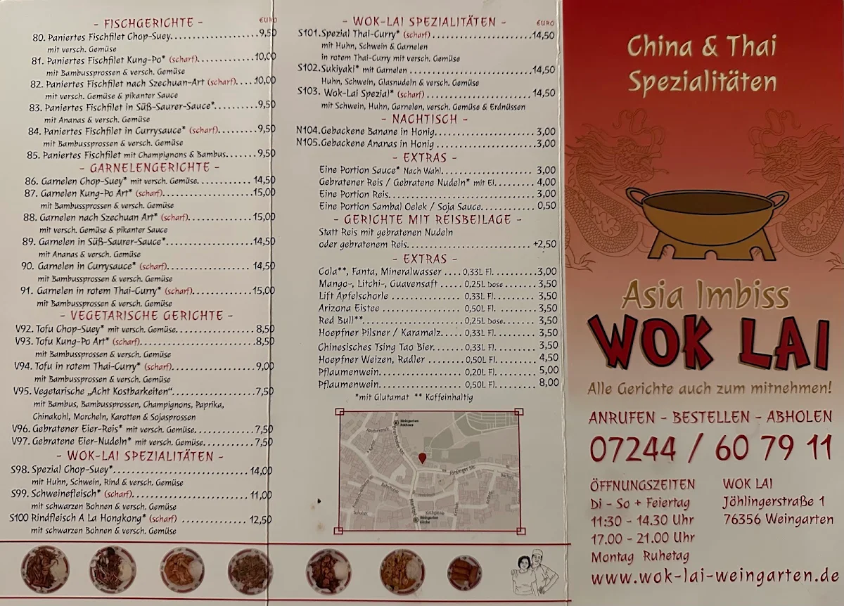 Speisekarte, Wok-Lai