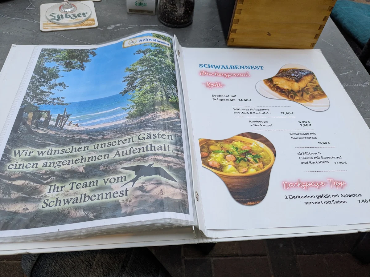 Speisekarte, Schwalbennest Restaurant