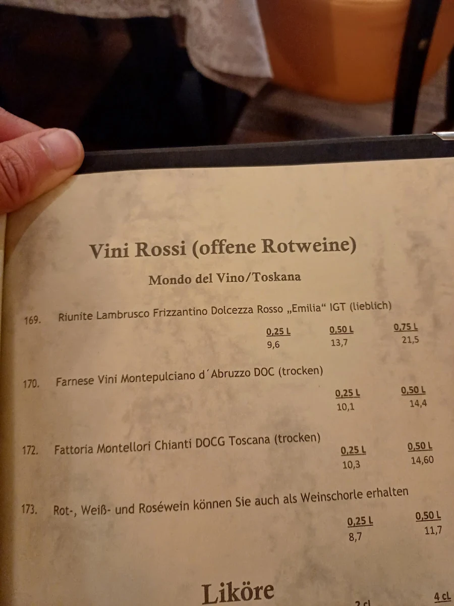 Speisekarte, Enotria da Miri