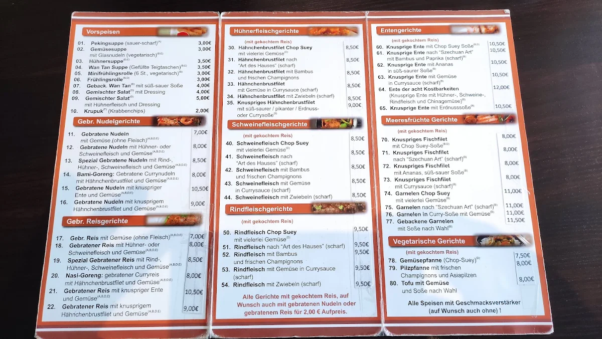 Speisekarte, Asia Wok