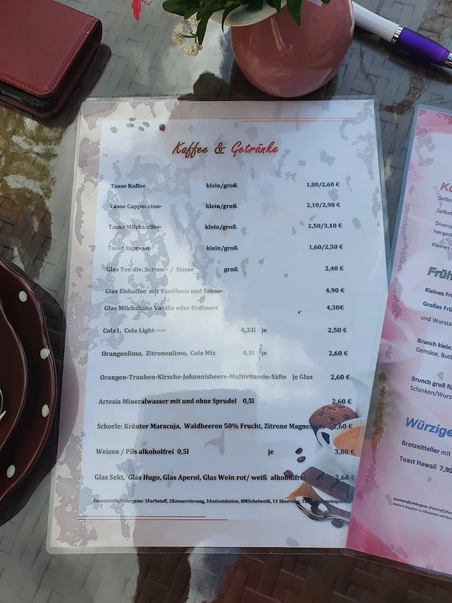 Speisekarte, Cafe & Kunst Bräugasse Erbendorf