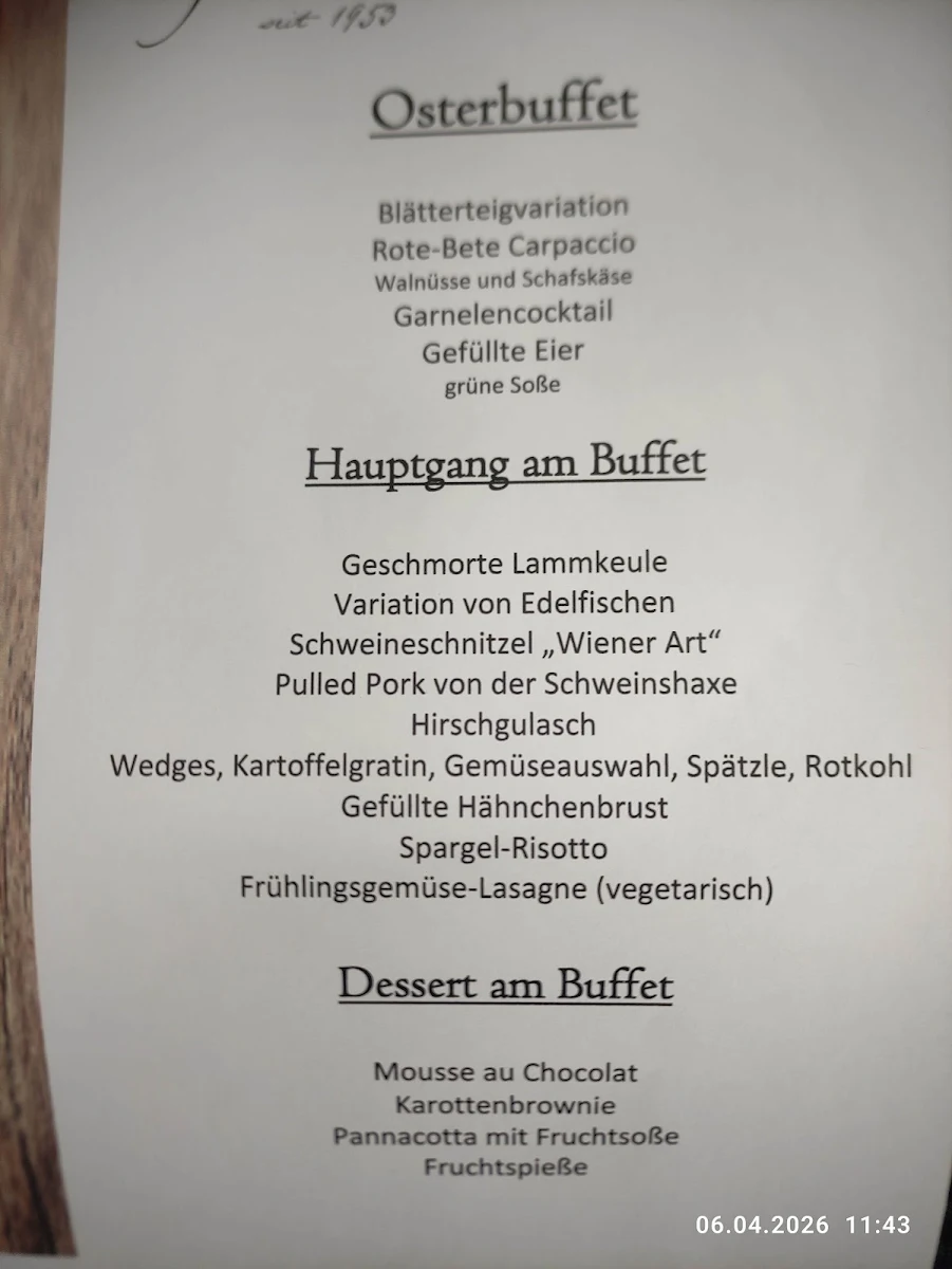 Speisekarte, Taufsteinhütte
