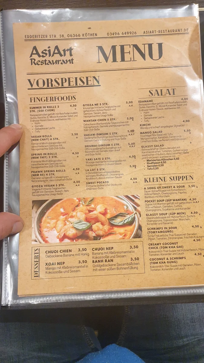 Speisekarte, AsiArt Restaurant Köthen