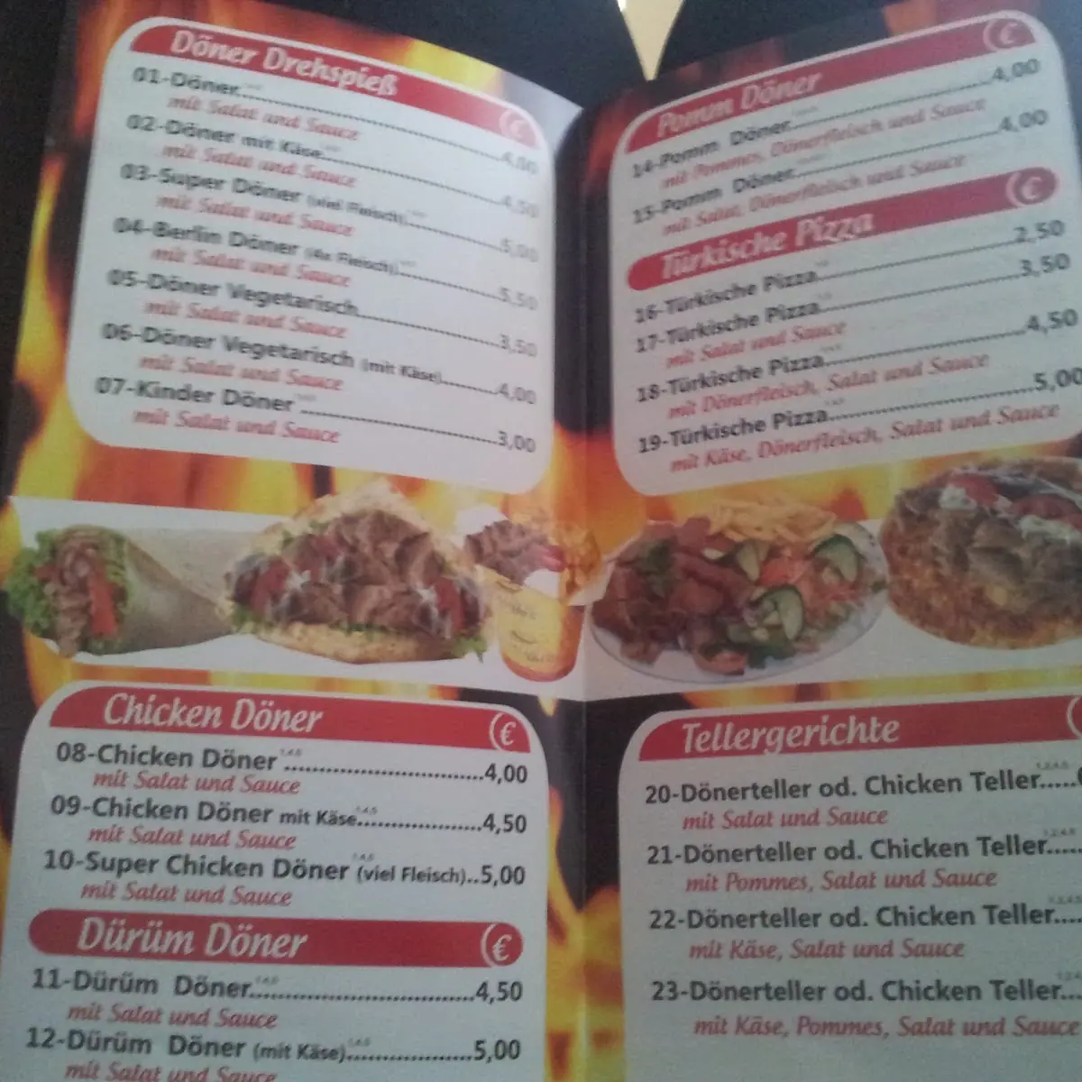 Speisekarte, Berlin Döner Türkische Spezialitäten