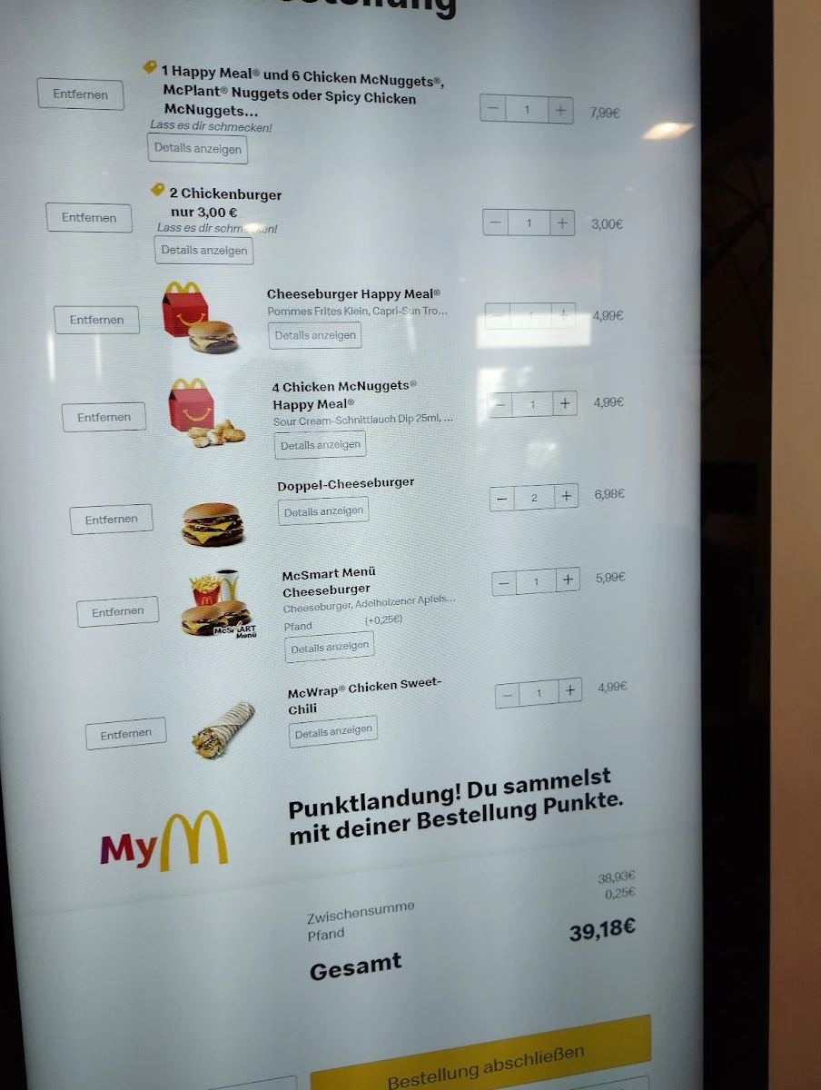 Speisekarte, McCafé