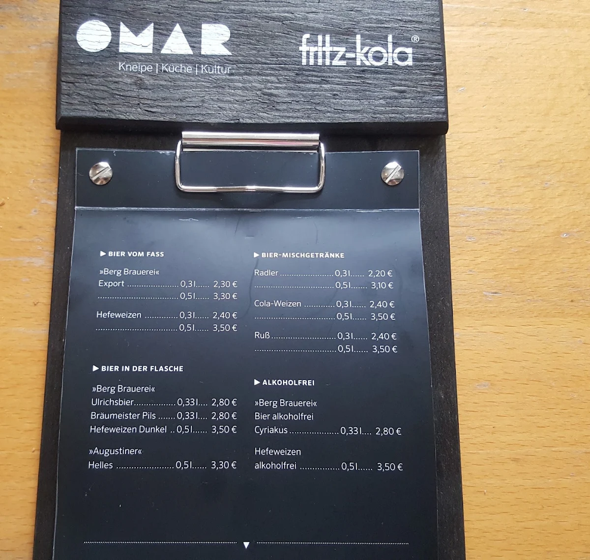 Speisekarte, Omar