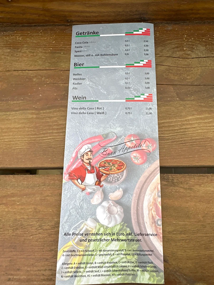 Speisekarte, Sardegna Pizza Service