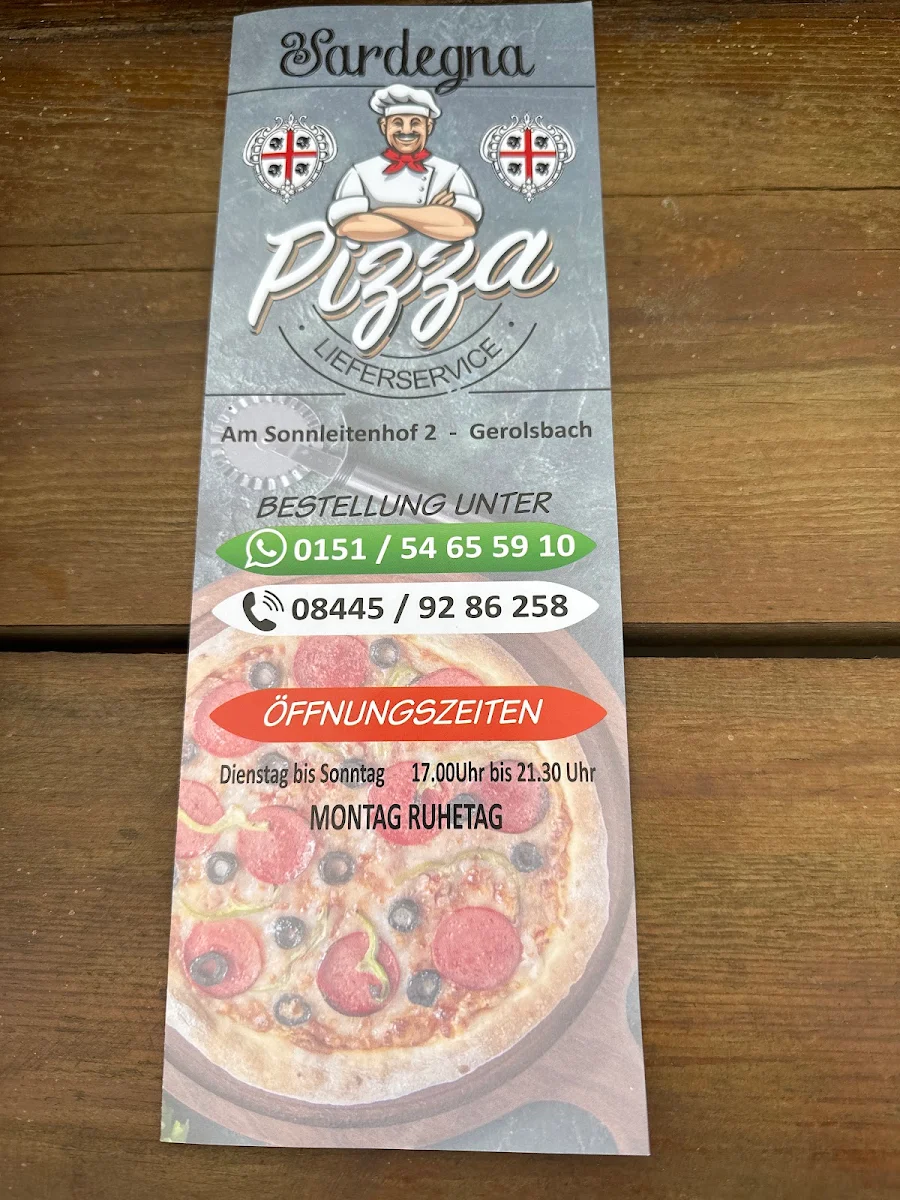 Speisekarte, Sardegna Pizza Service