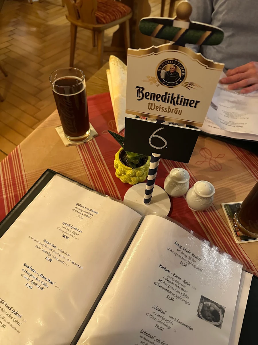 Speisekarte, Gaststätte Zum Schloßberg