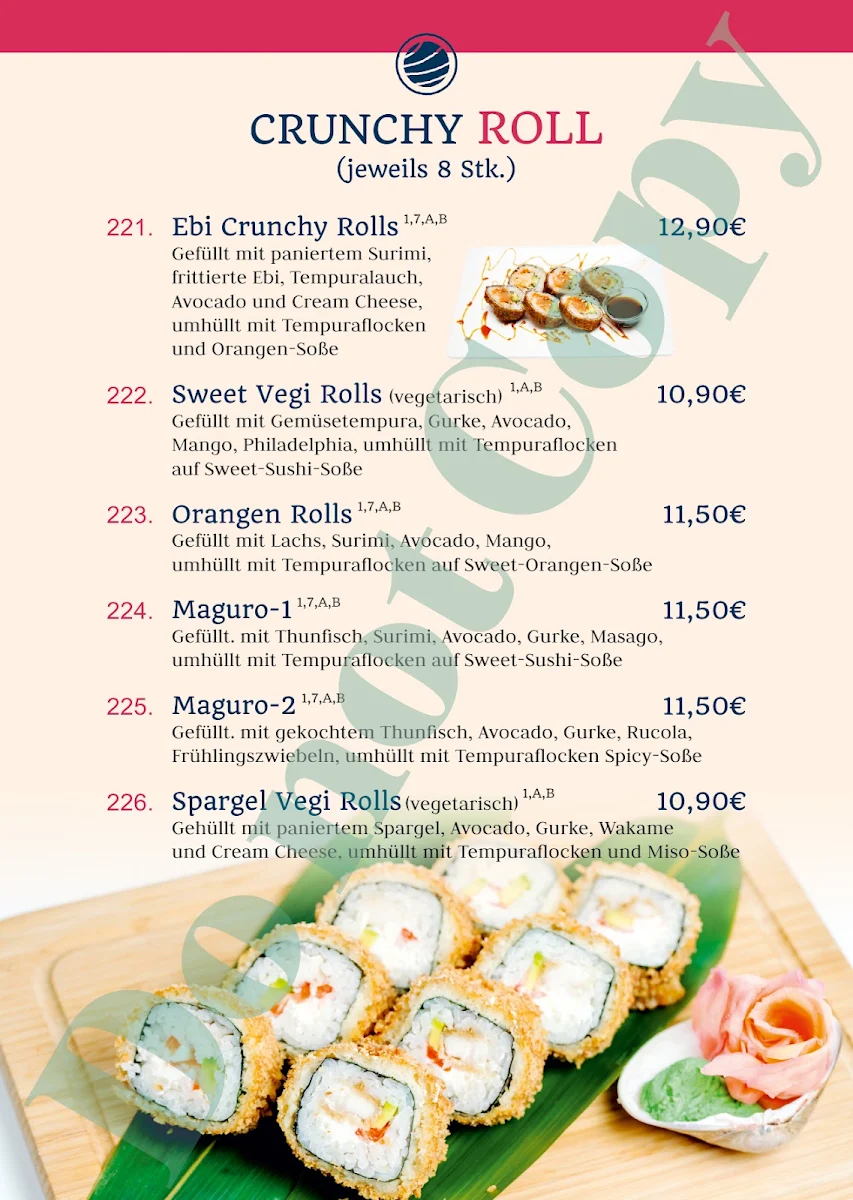 Speisekarte, Sweet Sushi & Asia Wok
