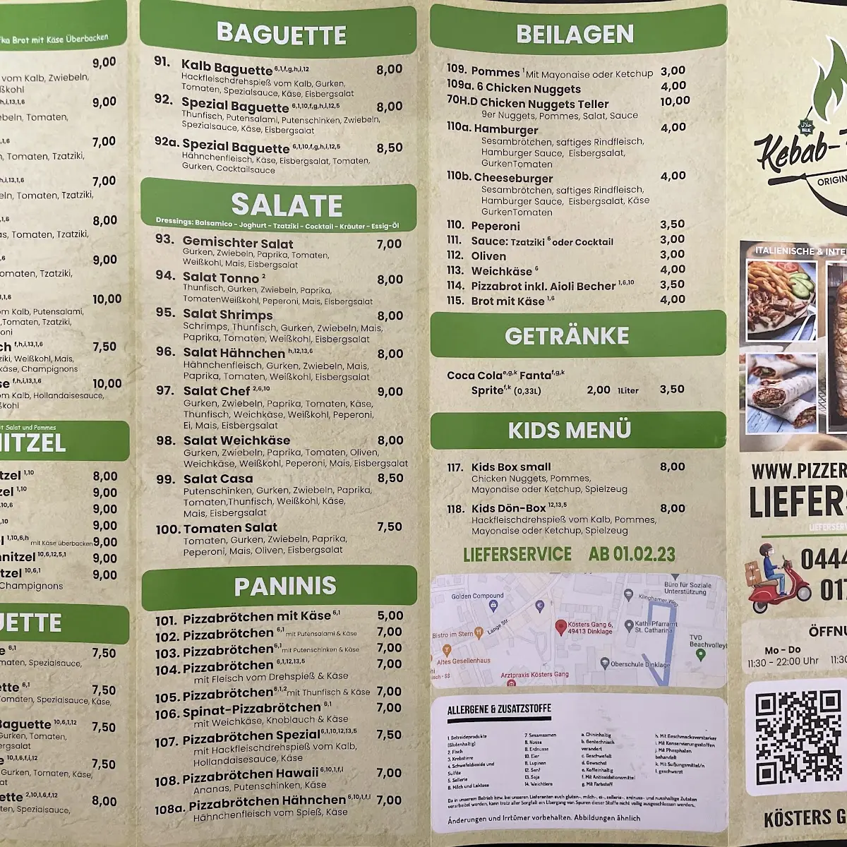 Speisekarte, Pizzeria Kebabhaus Dinklage.1