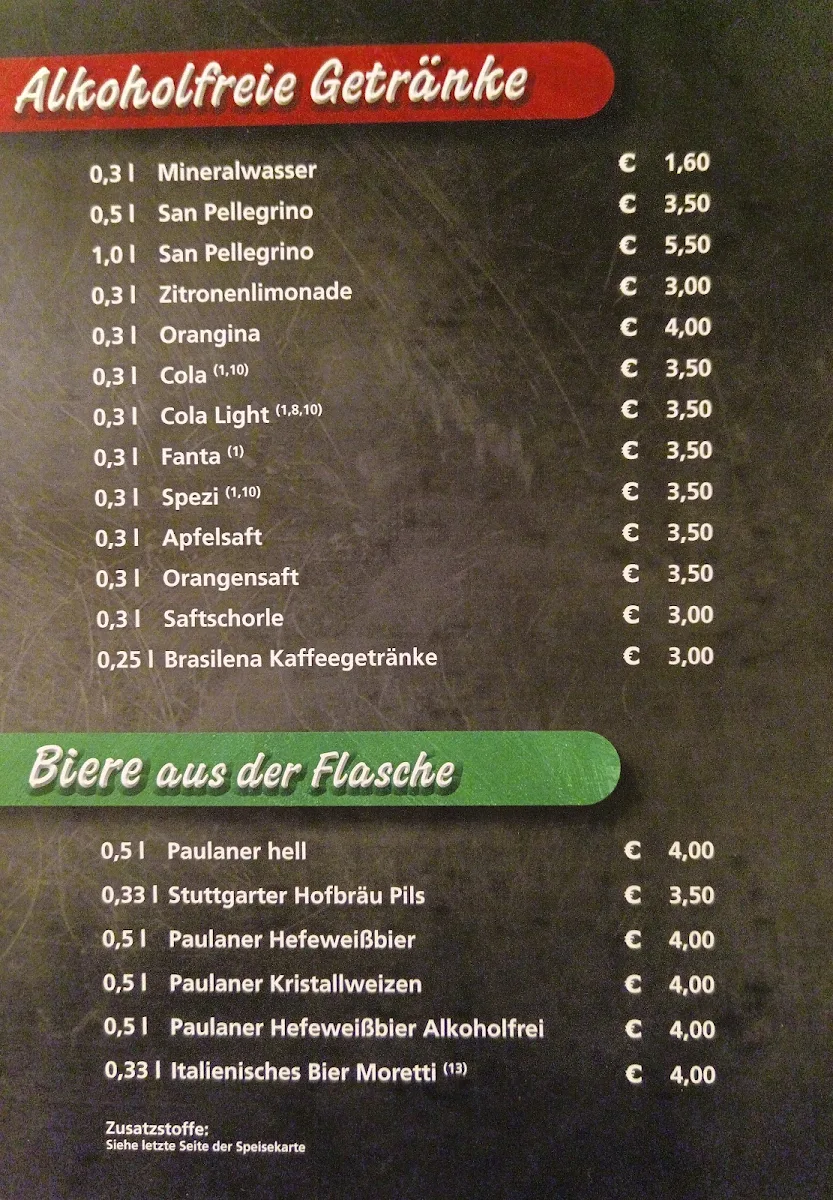 Speisekarte, Benvenuti (Becka - Kurze)