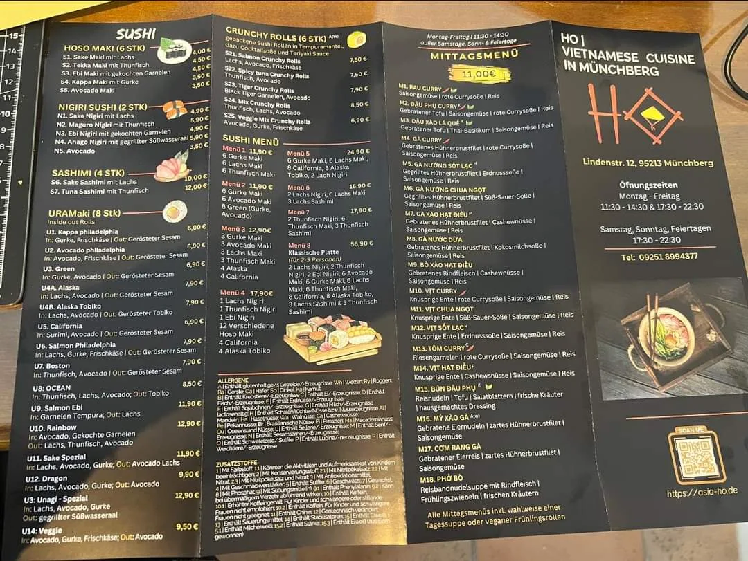 Speisekarte, HO Asia Cuisine