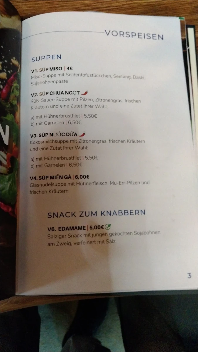 Speisekarte, HO Asia Cuisine