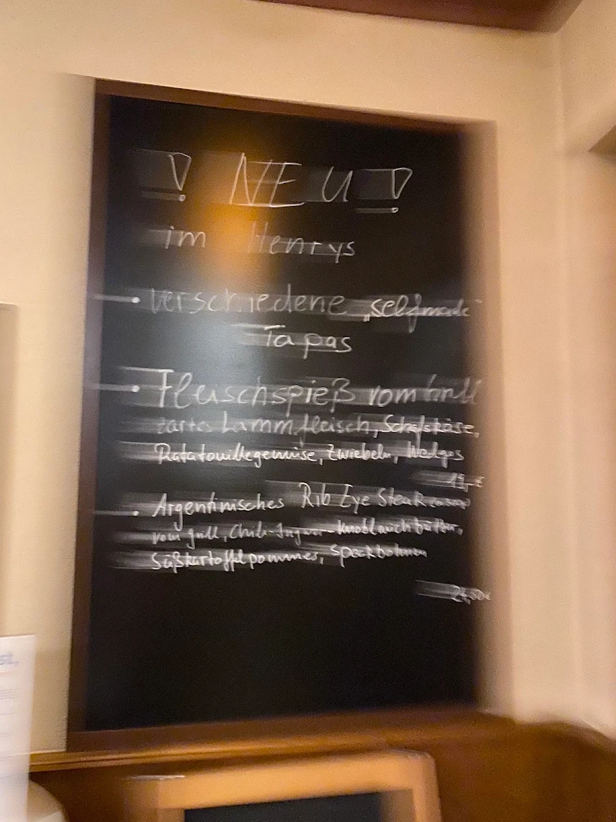 Speisekarte, Restaurant HENRYS
