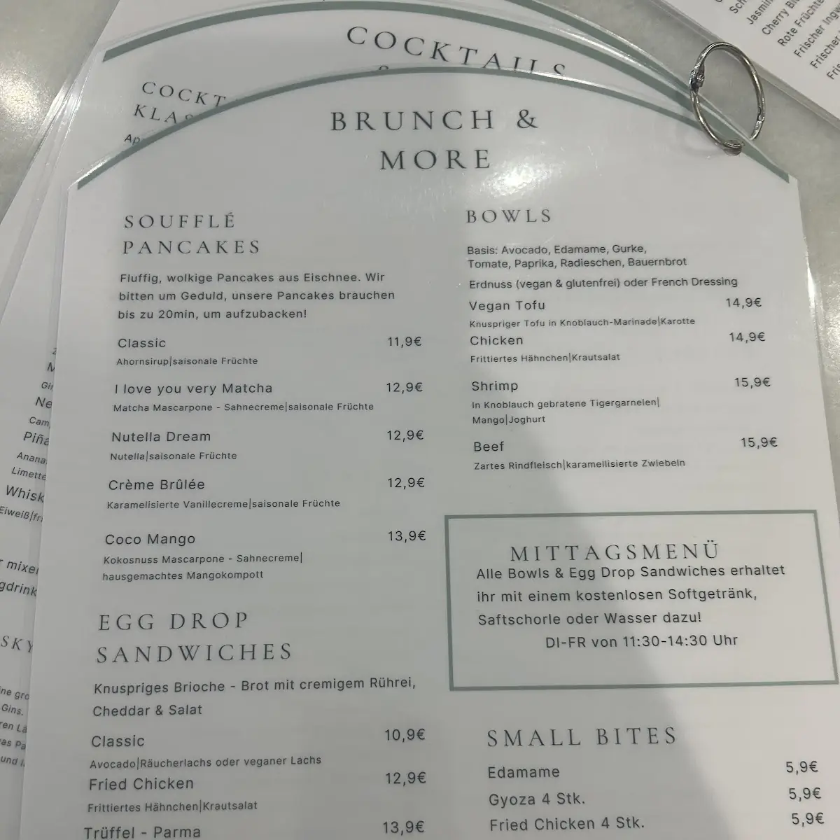 Speisekarte, Café Soufflé