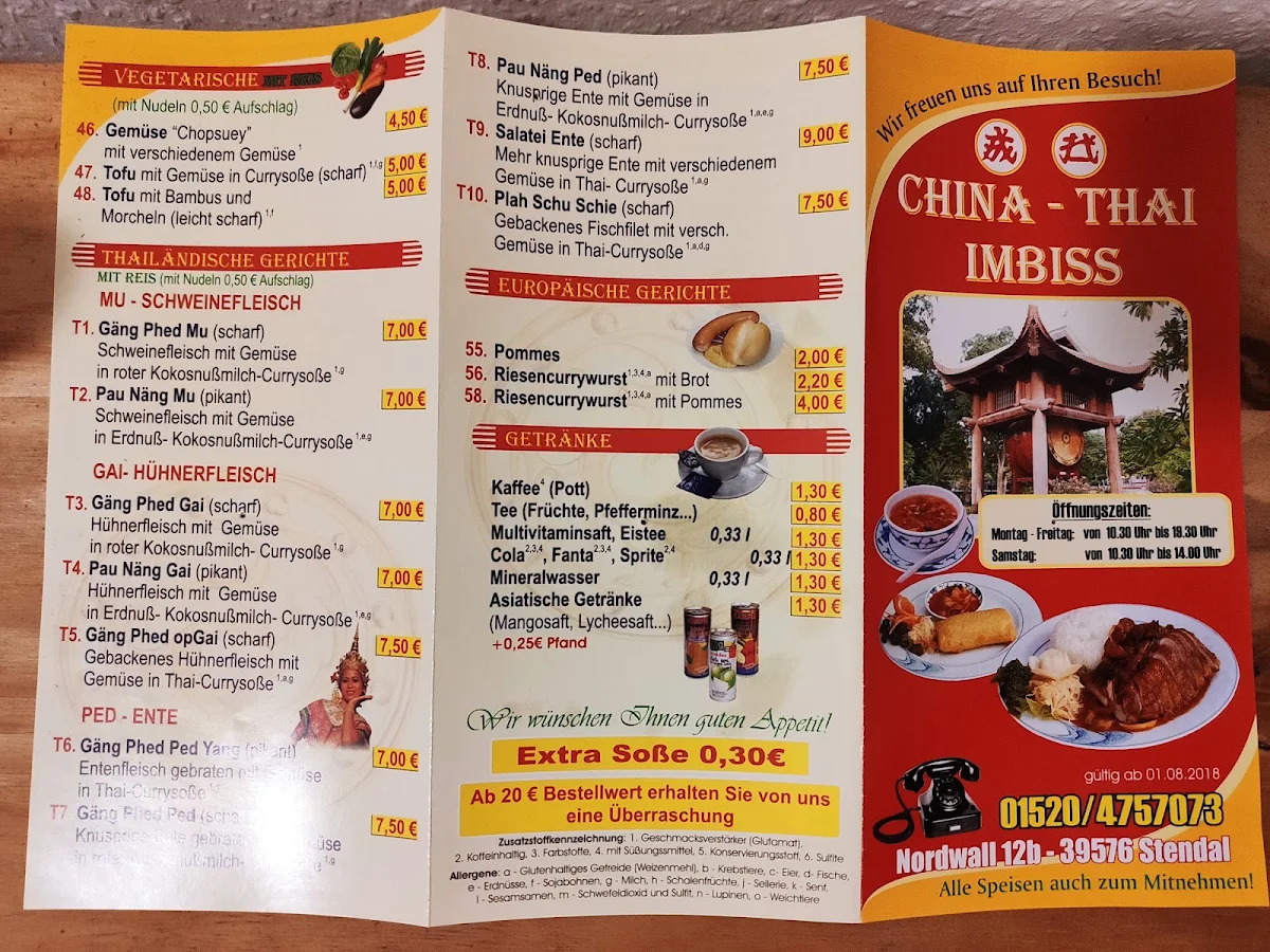 Speisekarte, China-Thai Imbiss