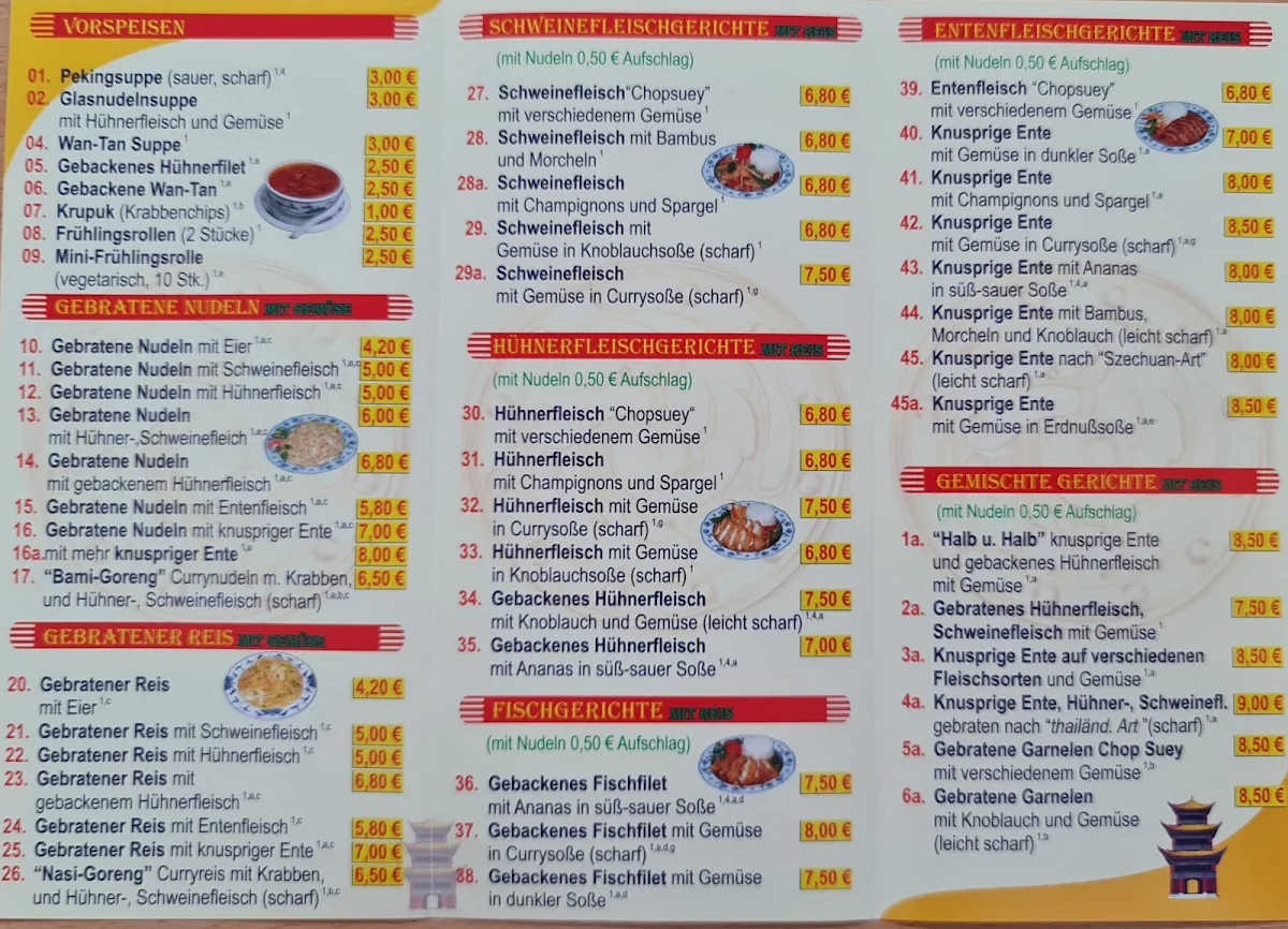 Speisekarte, China-Thai Imbiss