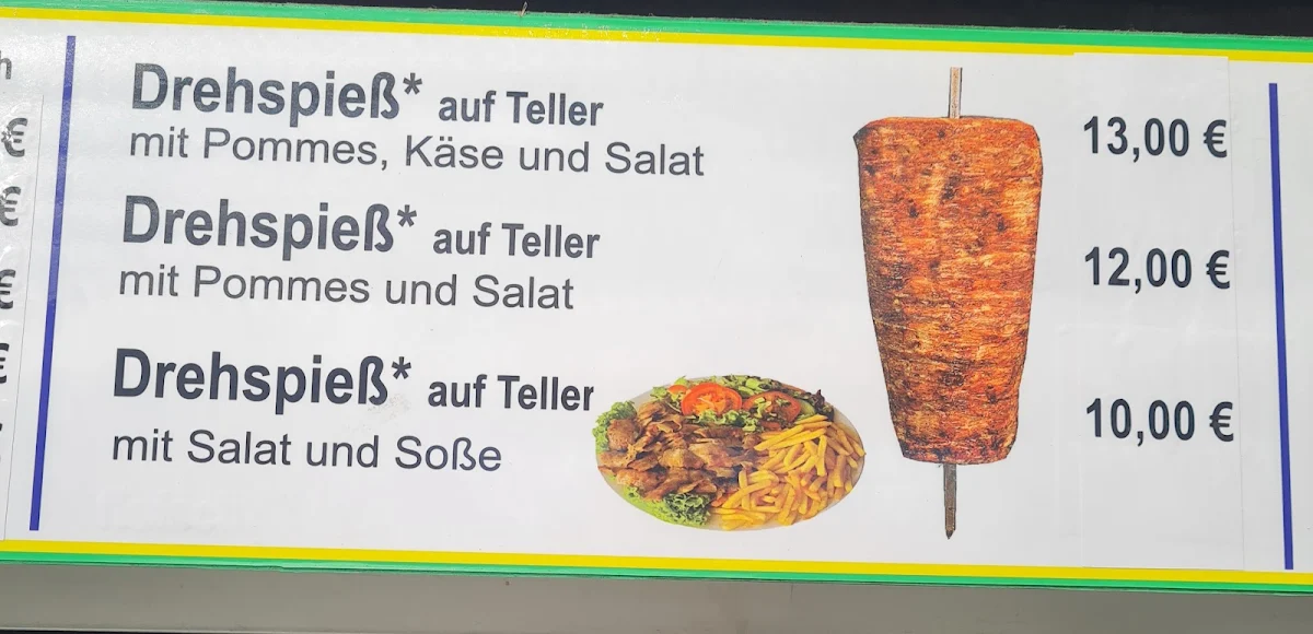 Speisekarte, Kahler Kebab Haus