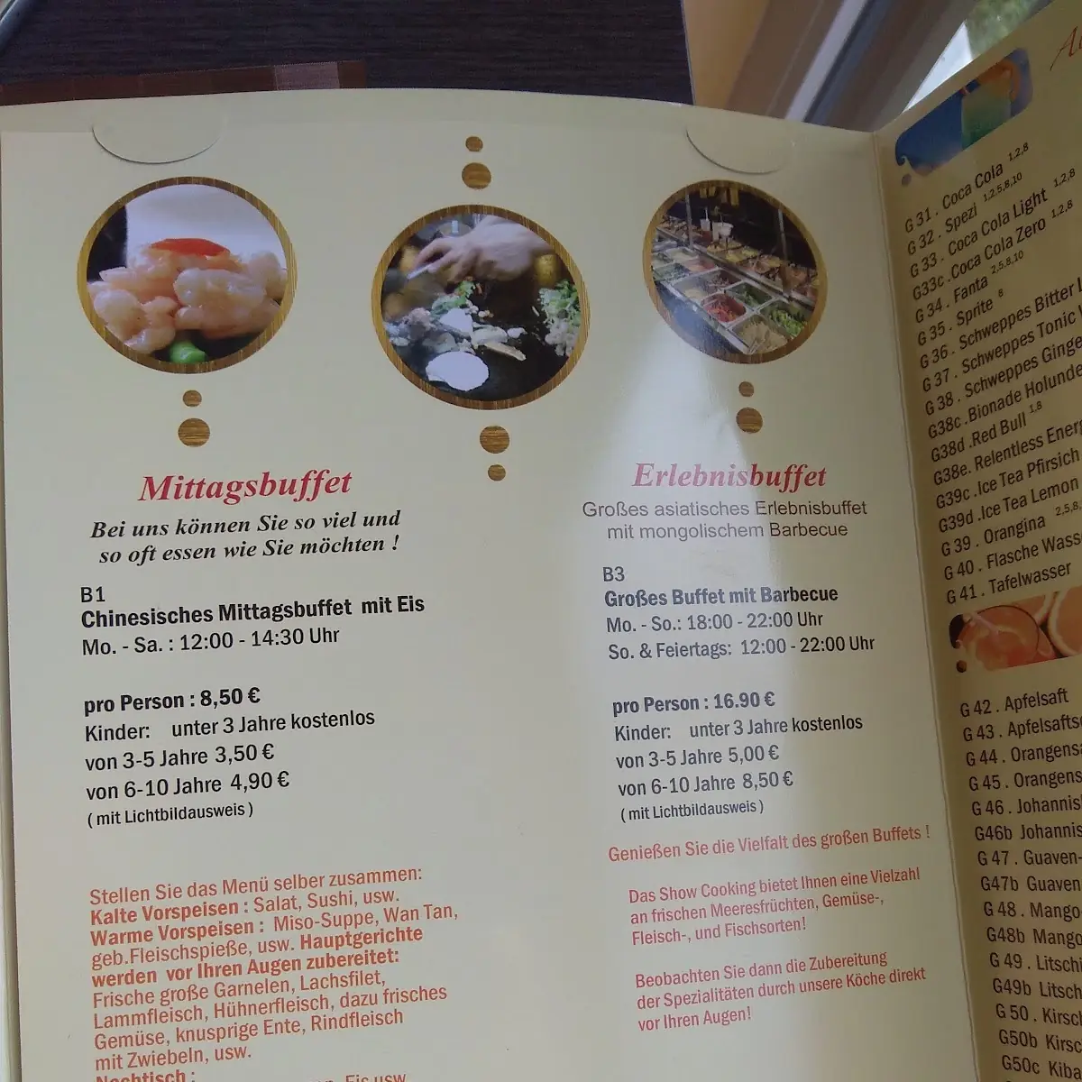 Speisekarte, China Restaurant Yangtse Inh. Wu Qiang