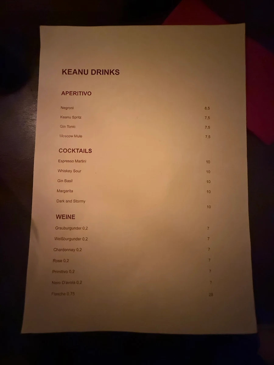 Speisekarte, KEANU