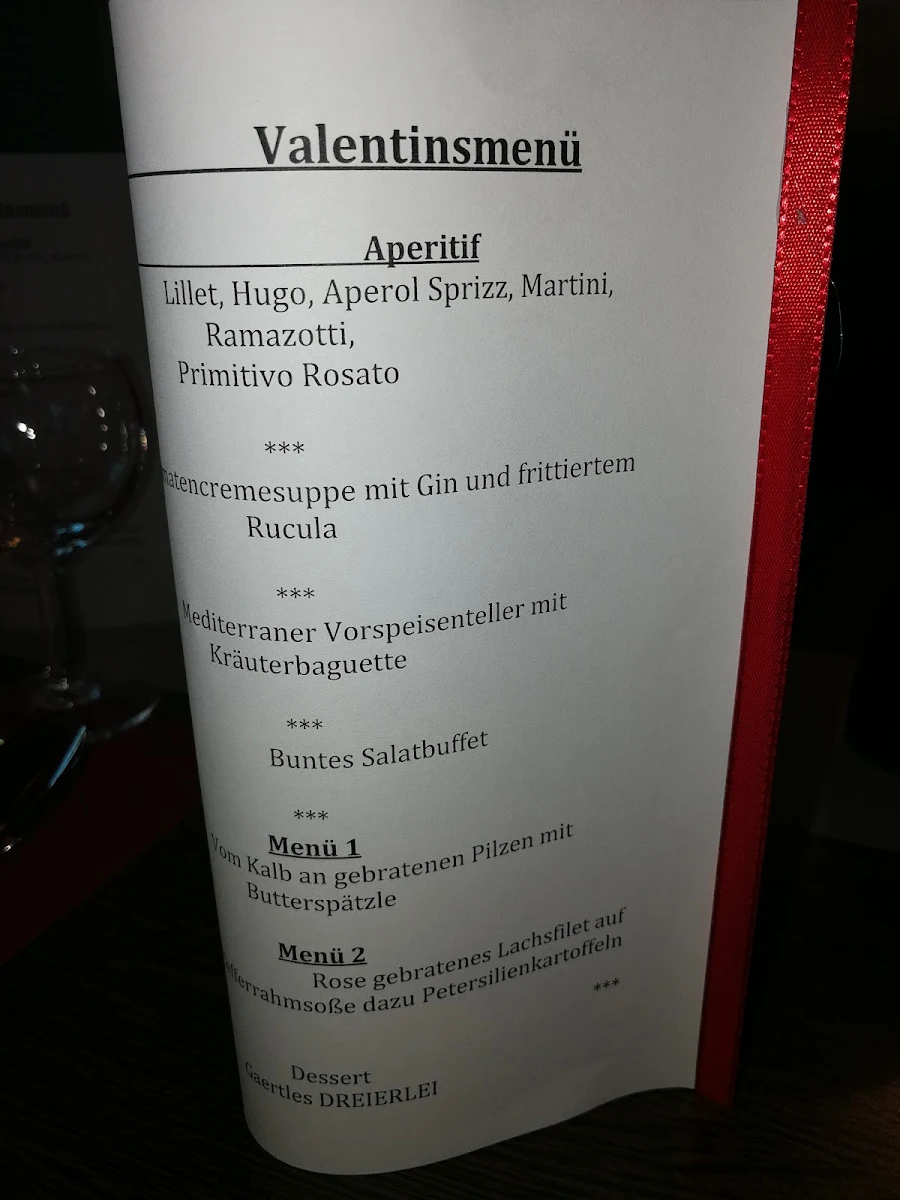 Speisekarte, Restaurant Café Eventhaus Gaertle