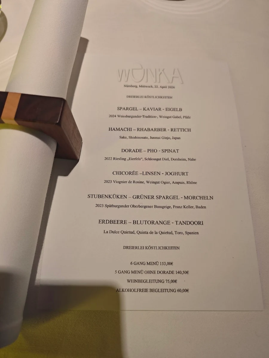 Speisekarte, Wonka Restaurant & Kochwerkstatt