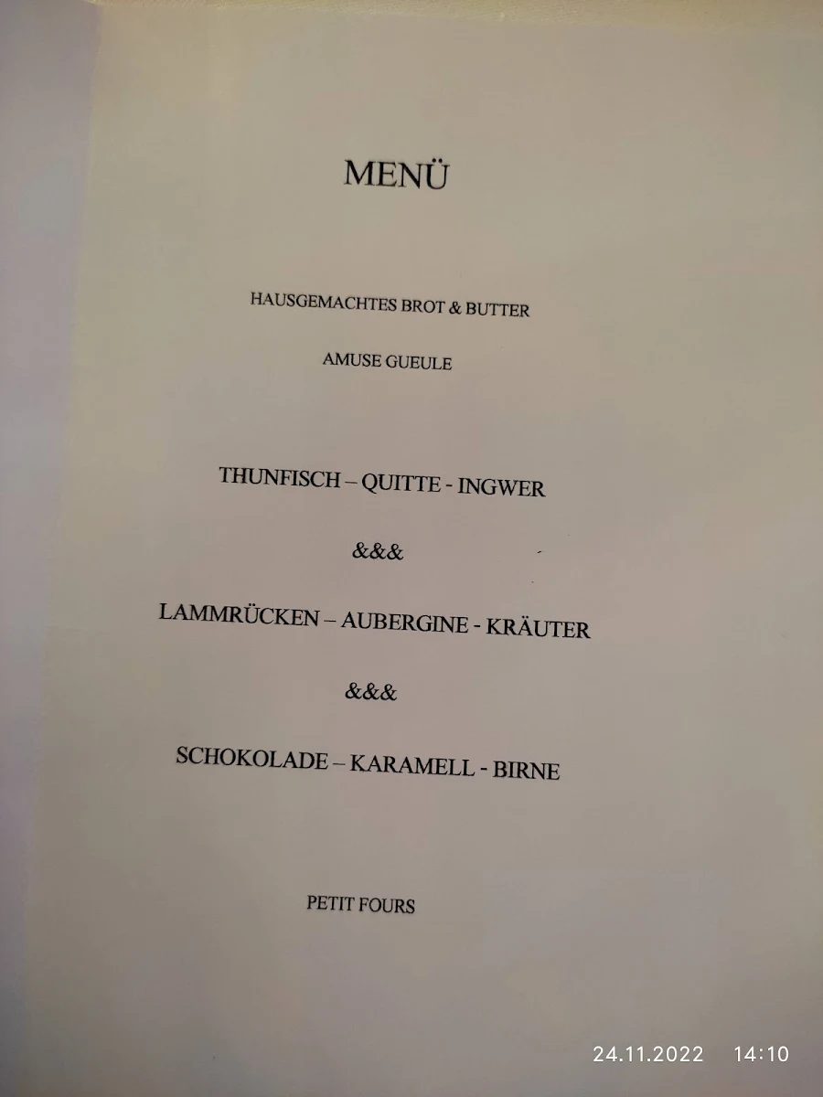 Speisekarte, Wonka Restaurant & Kochwerkstatt