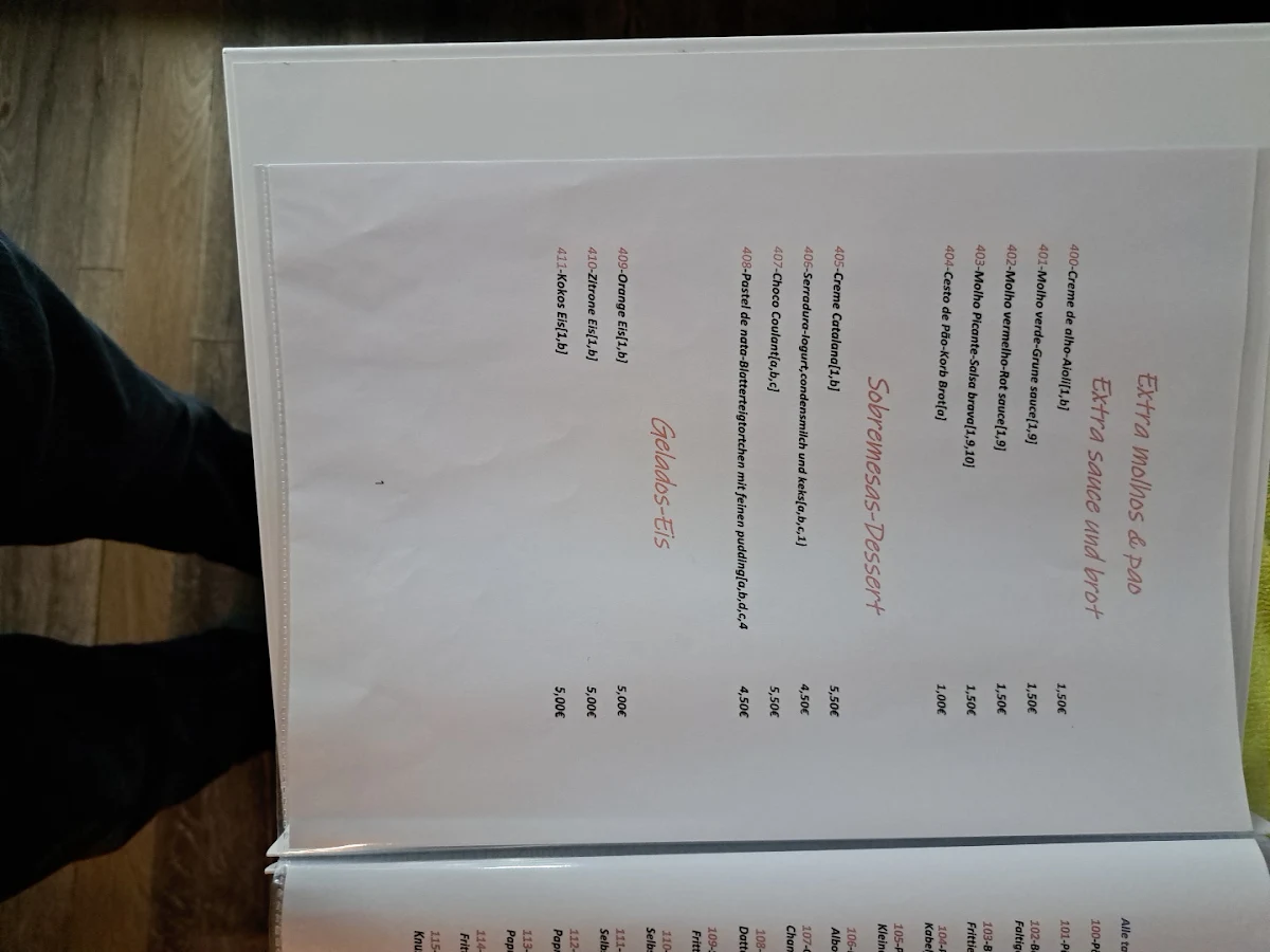 Speisekarte, Restaurant Casa Ricardo
