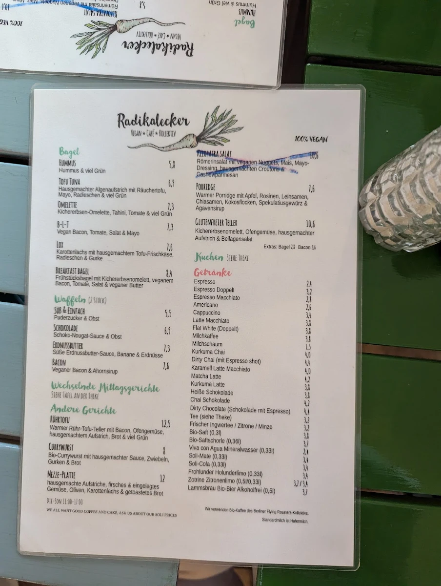 Speisekarte, Radikalecker ~ Vegan Café Kollektiv