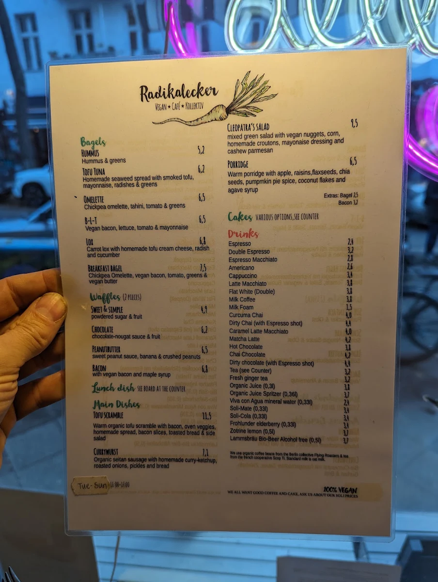 Speisekarte, Radikalecker ~ Vegan Café Kollektiv