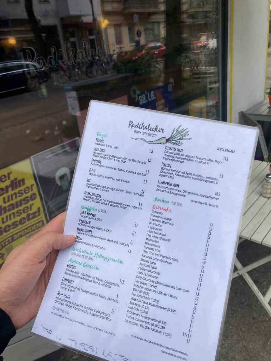 Speisekarte, Radikalecker ~ Vegan Café Kollektiv