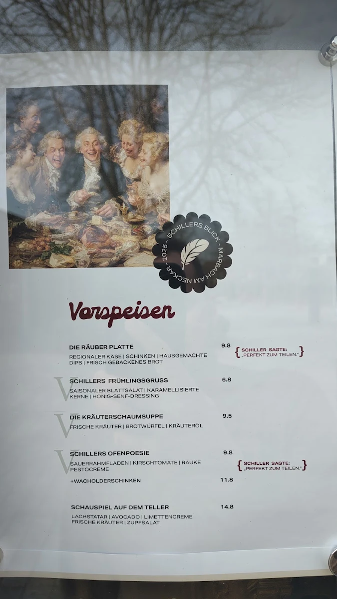Speisekarte, Schillers Blick – Restaurant & Eventlocation