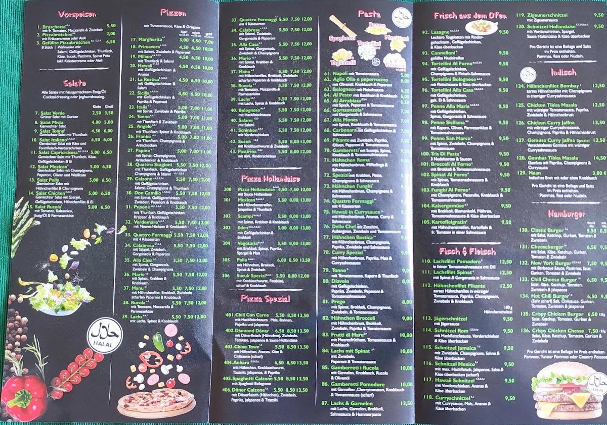 Speisekarte, Diamond Burger & Pizza