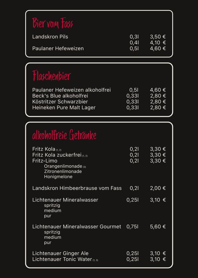 Speisekarte, Steakhouse'22