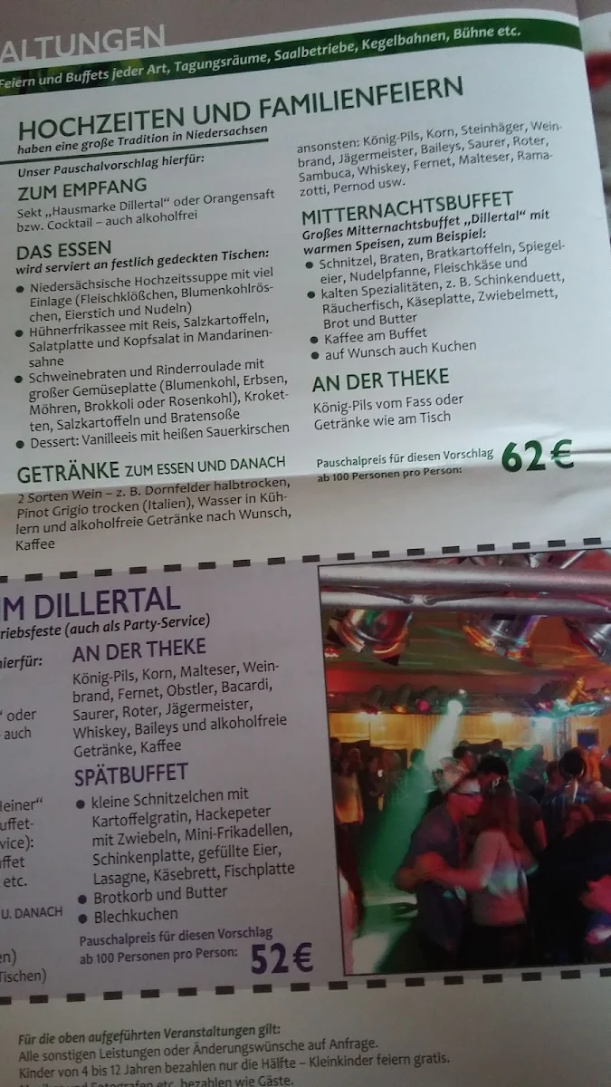 Speisekarte, Restaurant Dillertal & Cateringservice
