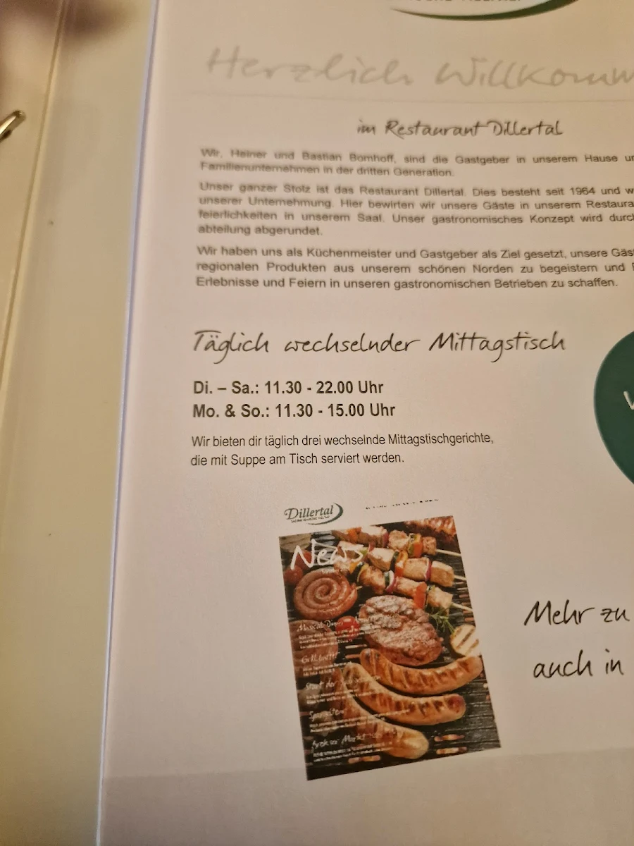 Speisekarte, Restaurant Dillertal & Cateringservice