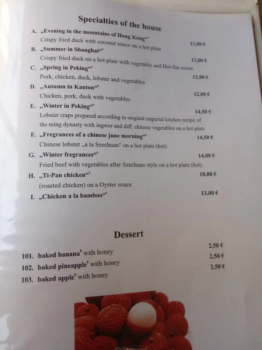 Speisekarte, China Bistro Bambus