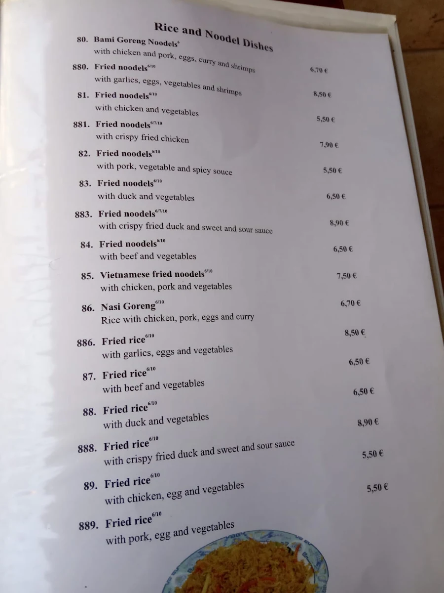 Speisekarte, China Bistro Bambus
