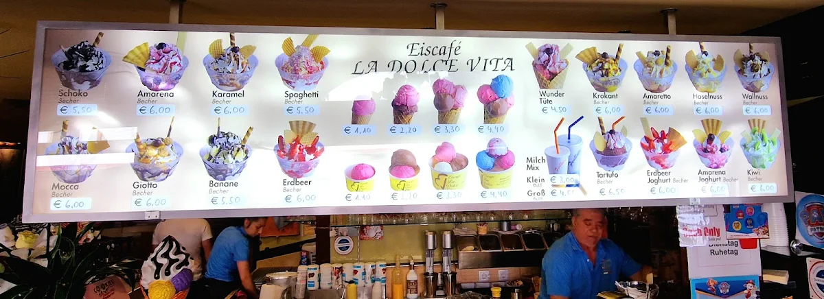 Speisekarte, Eiscafé La Dolce Vita