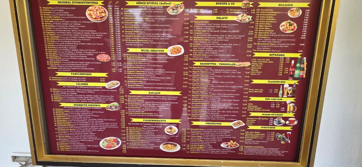 Speisekarte, Stern Schnell Restaurant