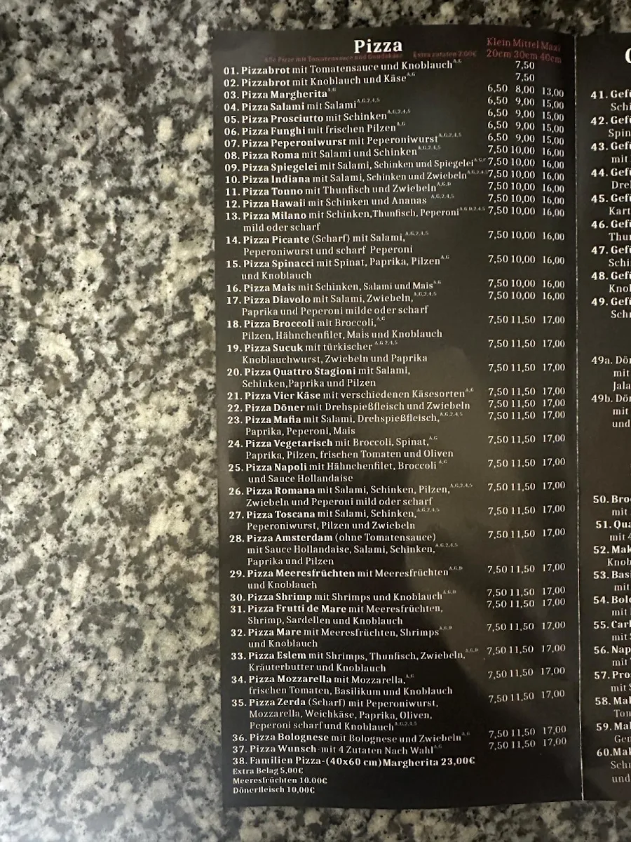 Speisekarte, Basito Döneria