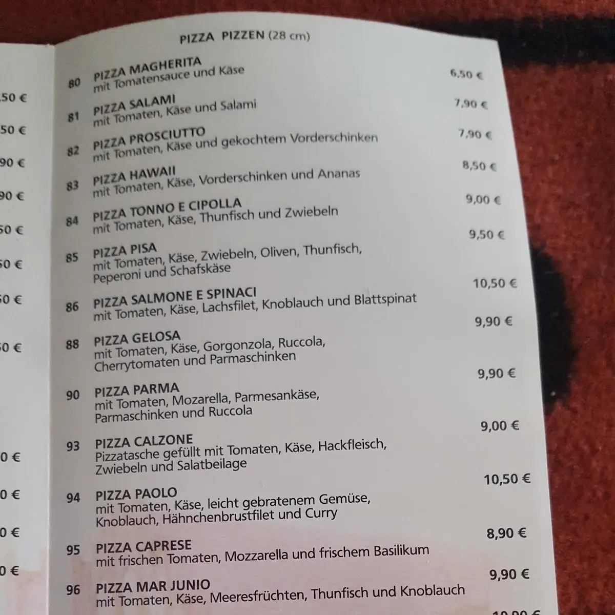 Speisekarte, La Dolce Vita